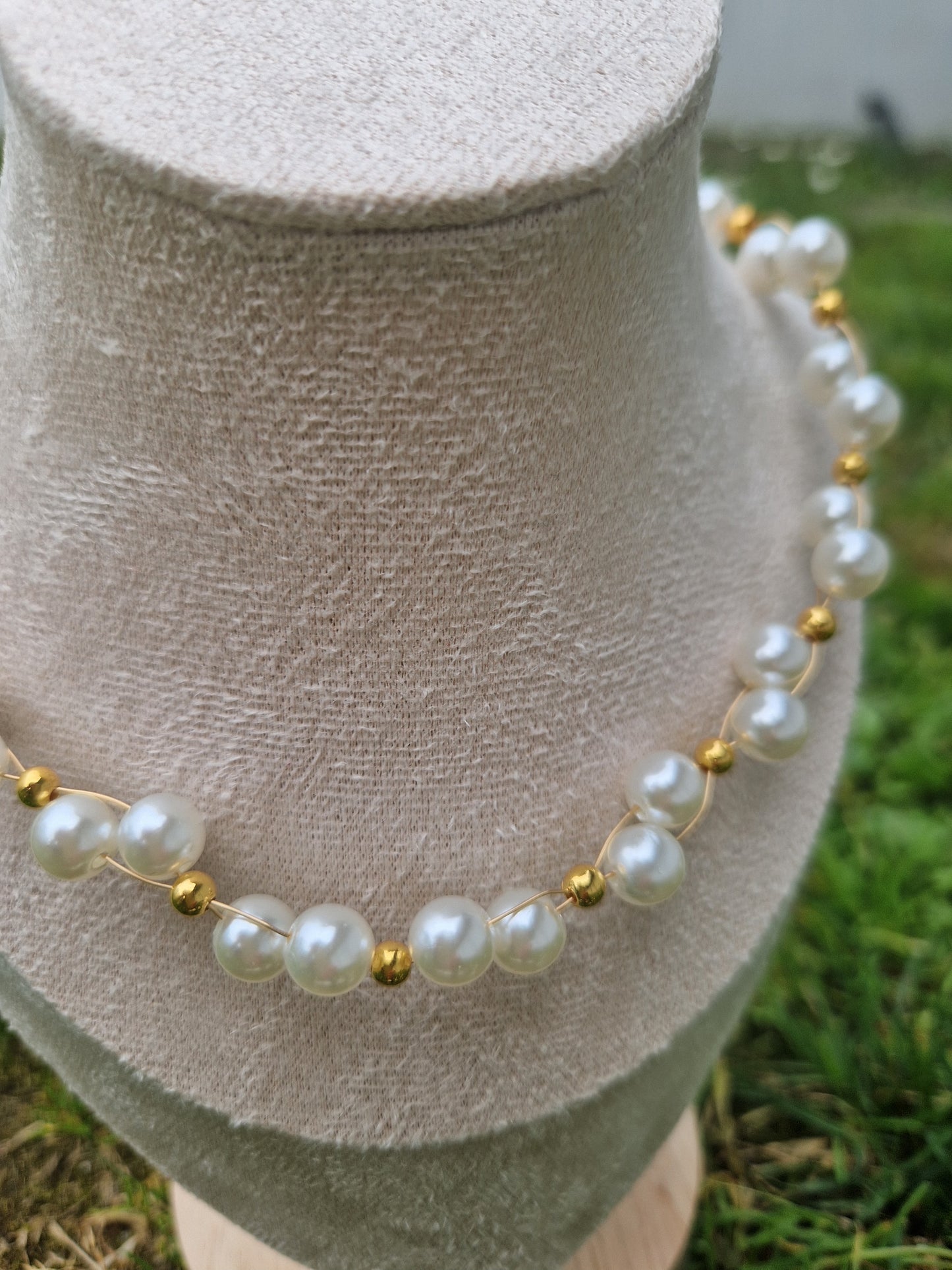 Handmade Pearl Necklace with Golden Stainless Lock