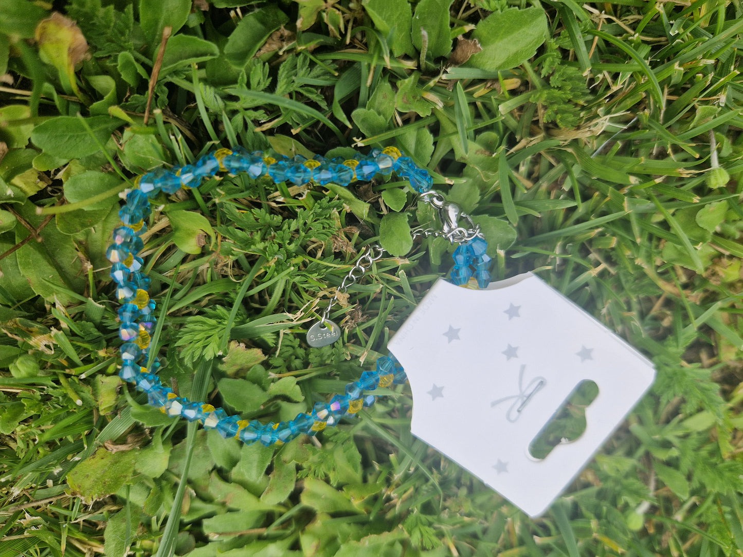 Handmade Blue-Yellow Combo Bracelet with Stainless Lock