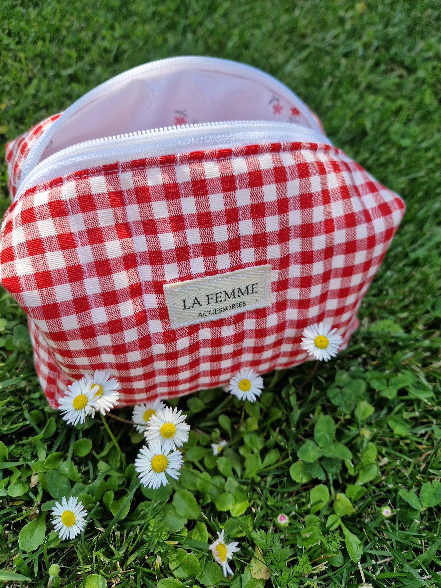 Handmade  GIOVANNI Red Gingham Carry All Bag - MEDIUM