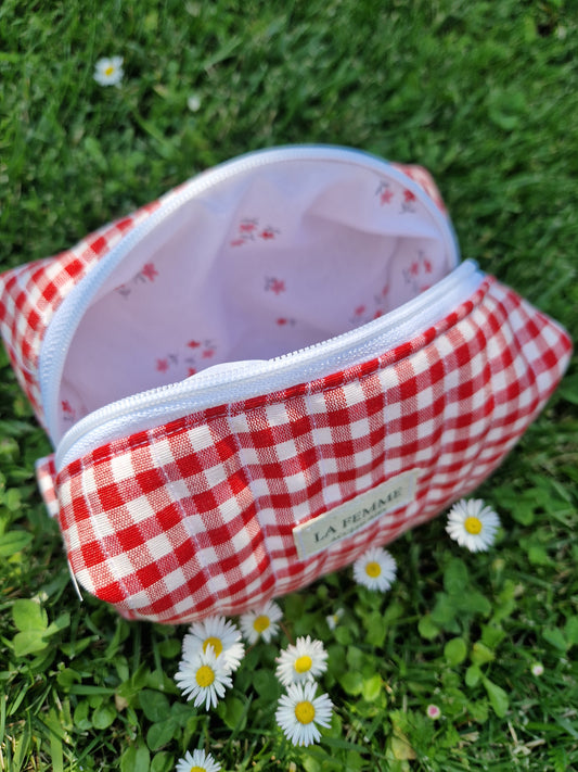 Handmade  GIOVANNI Red Gingham Carry All Bag - MEDIUM