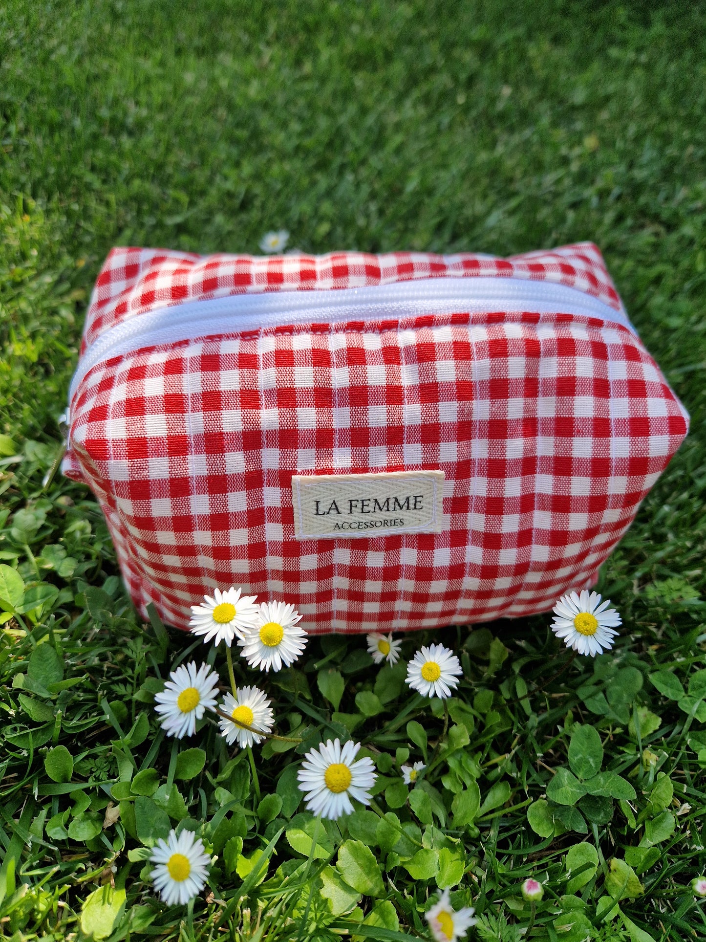 Handmade  GIOVANNI Red Gingham Carry All Bag - MEDIUM