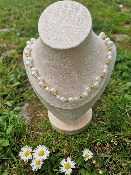 Handmade Pearl Necklace with Golden Stainless Lock