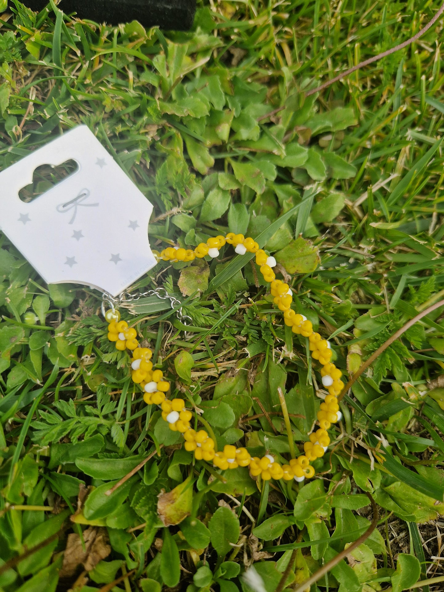 Handmade Yellow Margherita Bracelet with Silver Color Lock